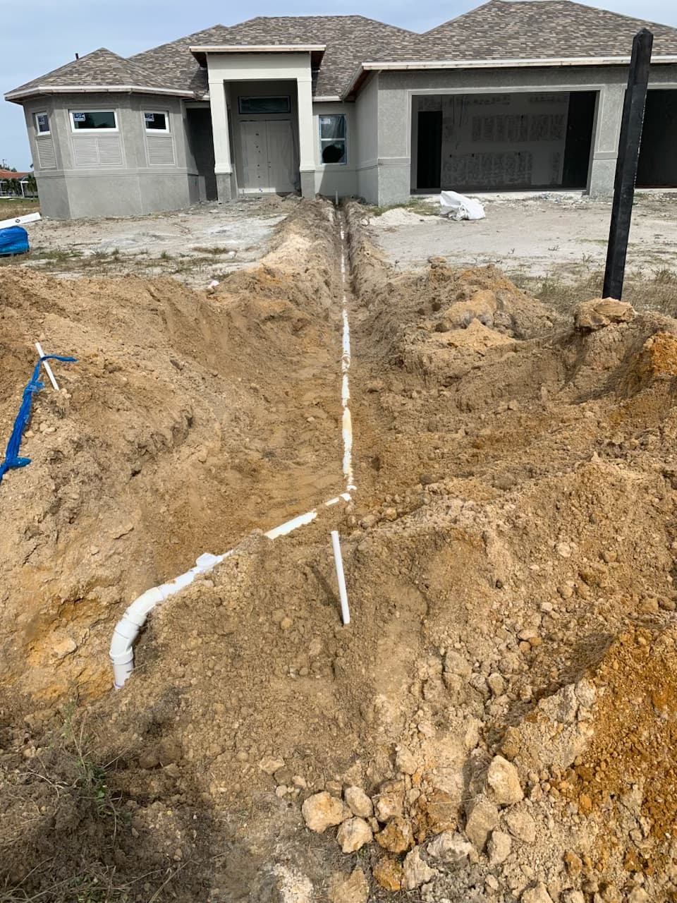 Underground sewer line rough-in