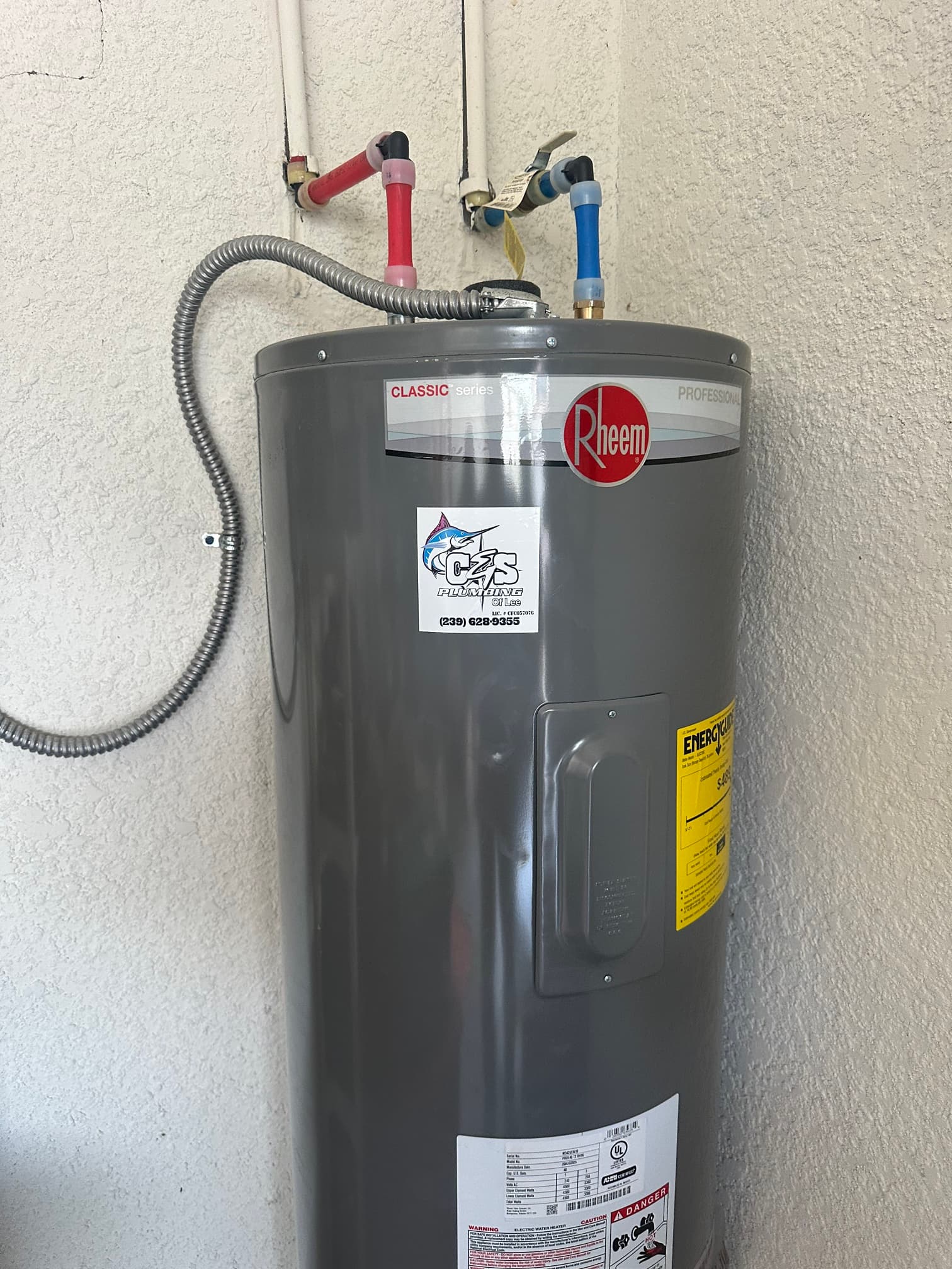 Rheem water heater installation